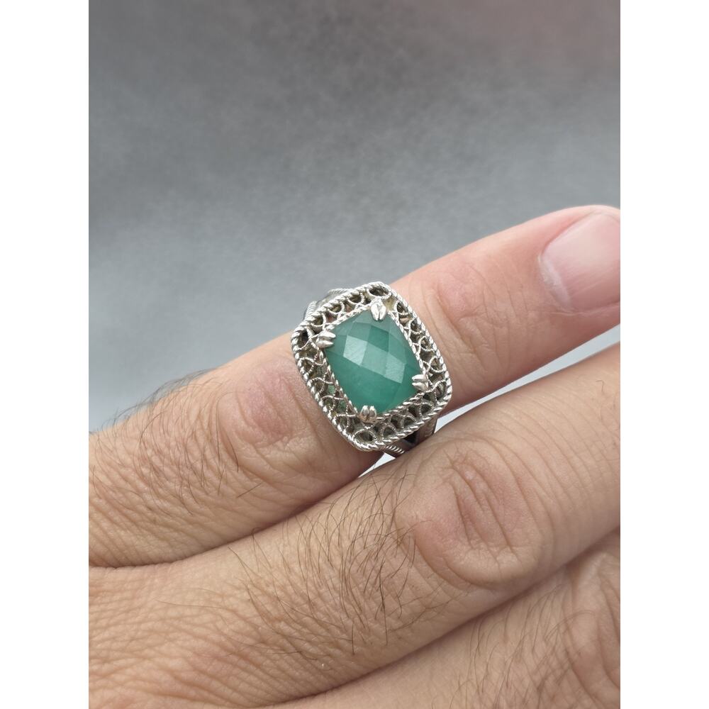 GABRIEL & CO. STERLING SILVER 925 GREEN CHALCEDONY RING SIZE 7 - Picture 2 of 15